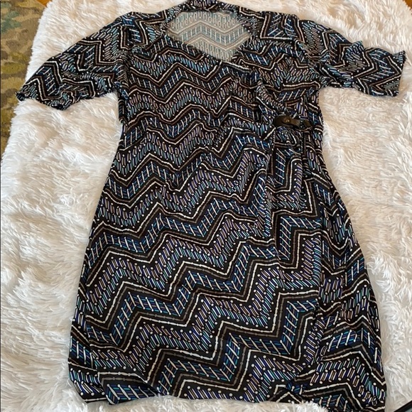 Dex Faux Wrap Black Multi Dress size 2X - Picture 1 of 9